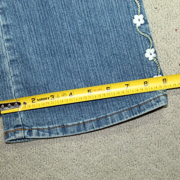 NWT Joana Design Women's Size 1/2 Floral Design Belted Jeans - Picture 4 of 8